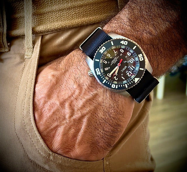 MWC "Depthmaster" 100atm / 3,280ft / 1000m Water Resistant Military Divers Watch in a Stainless Steel Case with GTLS and Helium Valve (10 Year Battery Life)