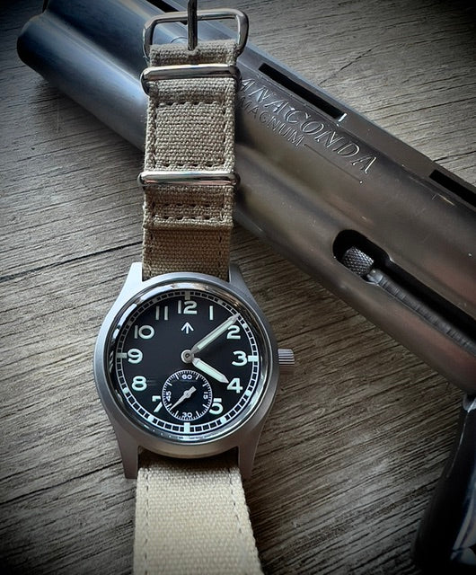 MWC 1940s/1950s "Dirty Dozen" Pattern General Service Watch with a 31 Jewel Swiss Sellita SW260 Automatic Movement and a Domed Vintage Box Sapphire Crystal