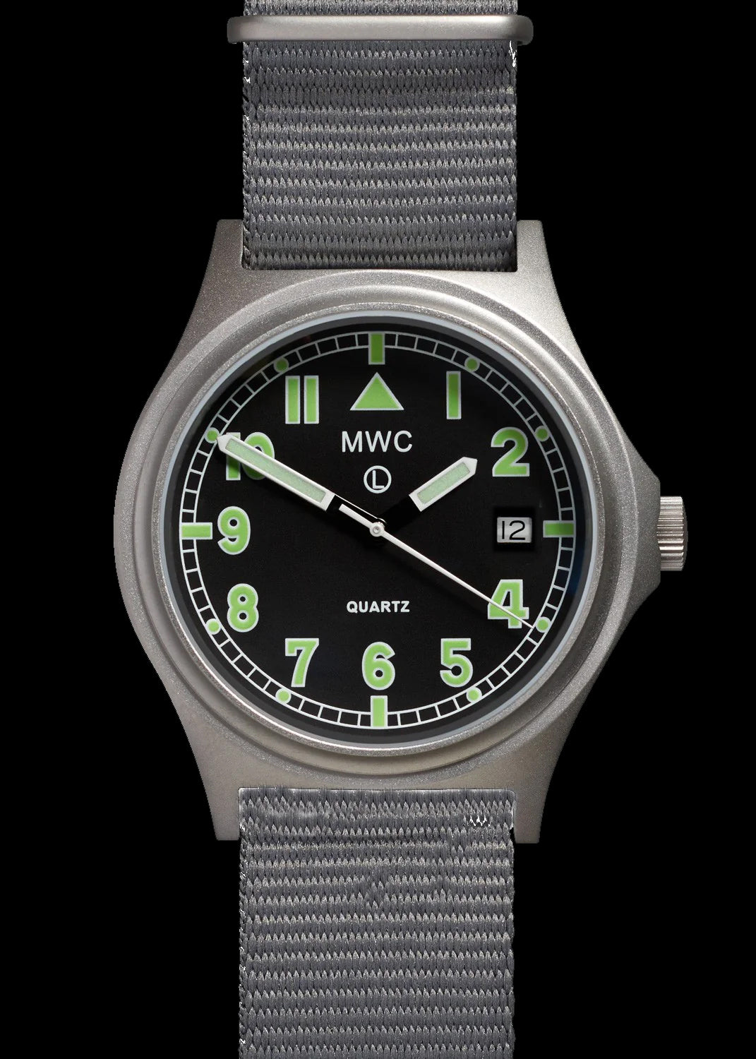 MWC G10 200m/660ft Water resistant Stainless Steel Military Watch with Sapphire Crystal and Date - NATO Stock Number: NSN 6645-99-472-3228D