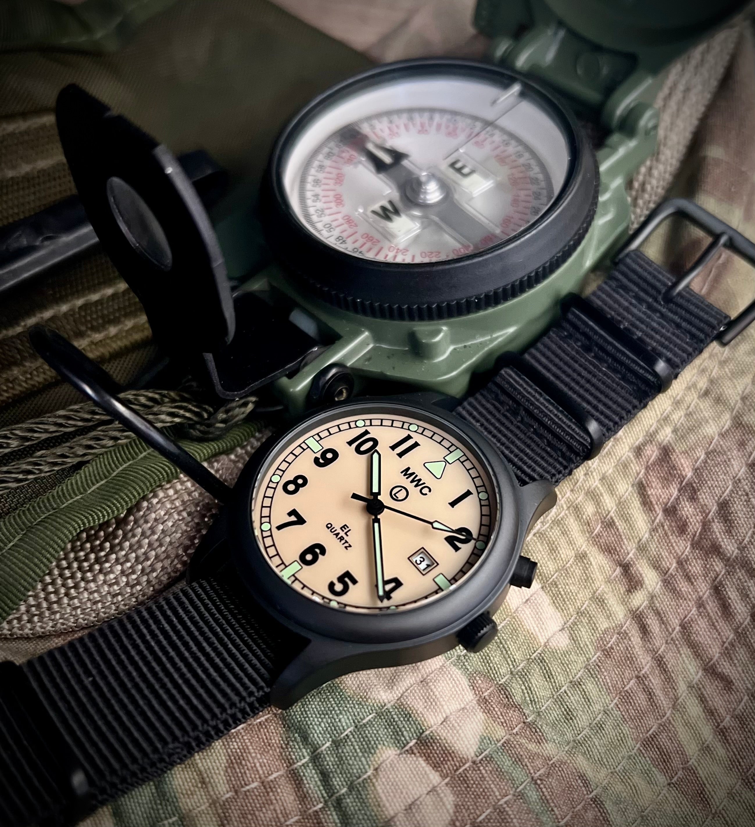 MWC G10EL Black PVD Steel General Service Watch with Electroluminescent (EL) Backlit Dial