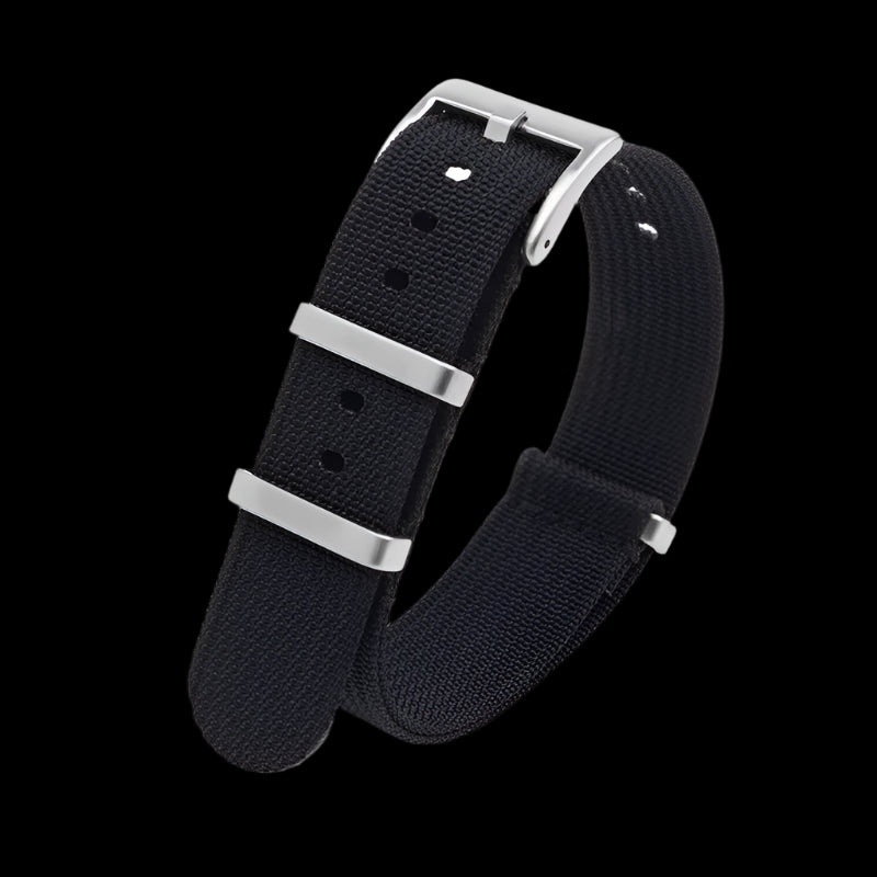24mm Ribbed Black NATO Military Watch Strap