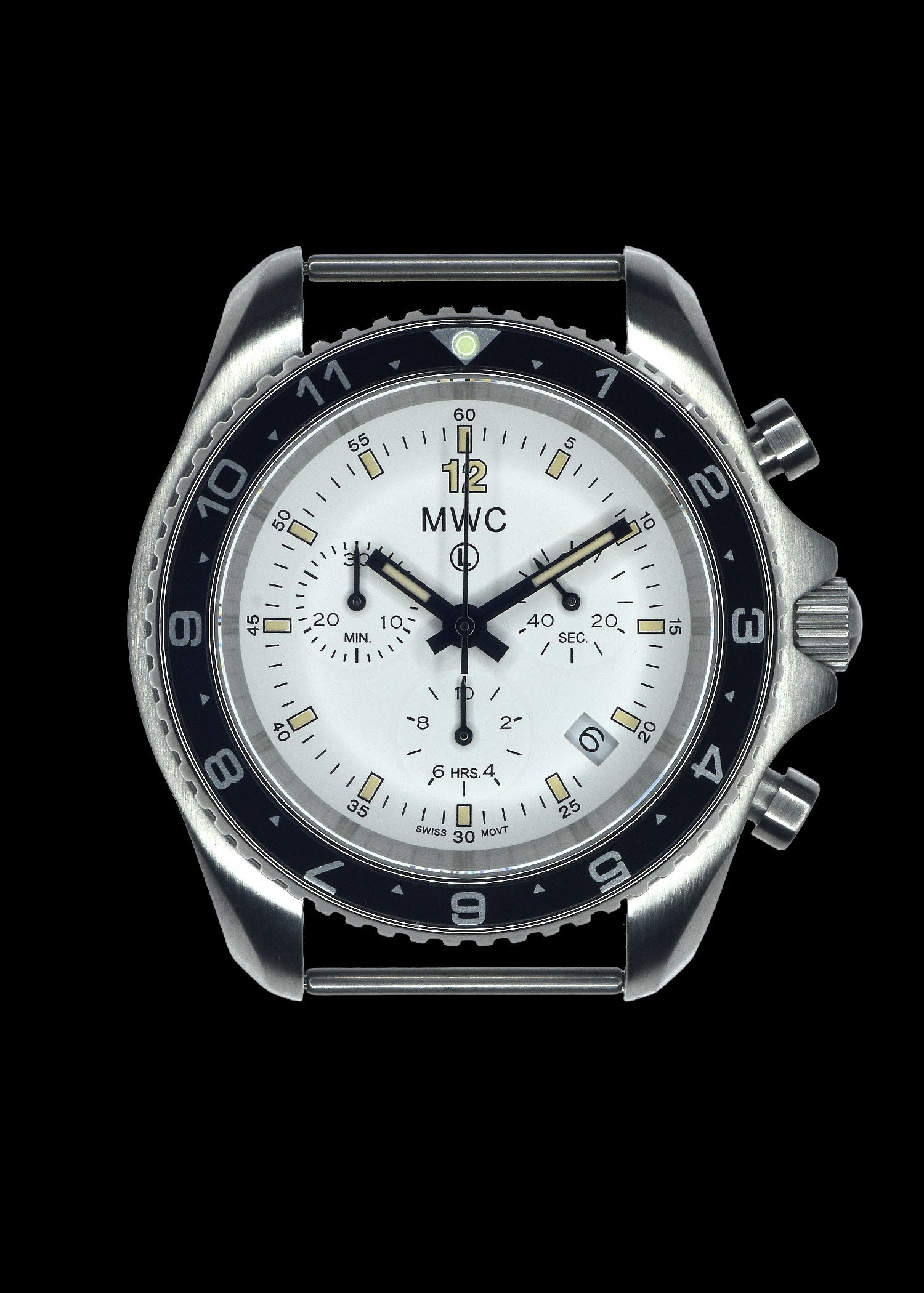 MWC NATO Pattern Stainless Steel Military Pilots Chronograph with Sapphire Crystal and Swiss Ronda Movement- 12 Hour GMT Bezel