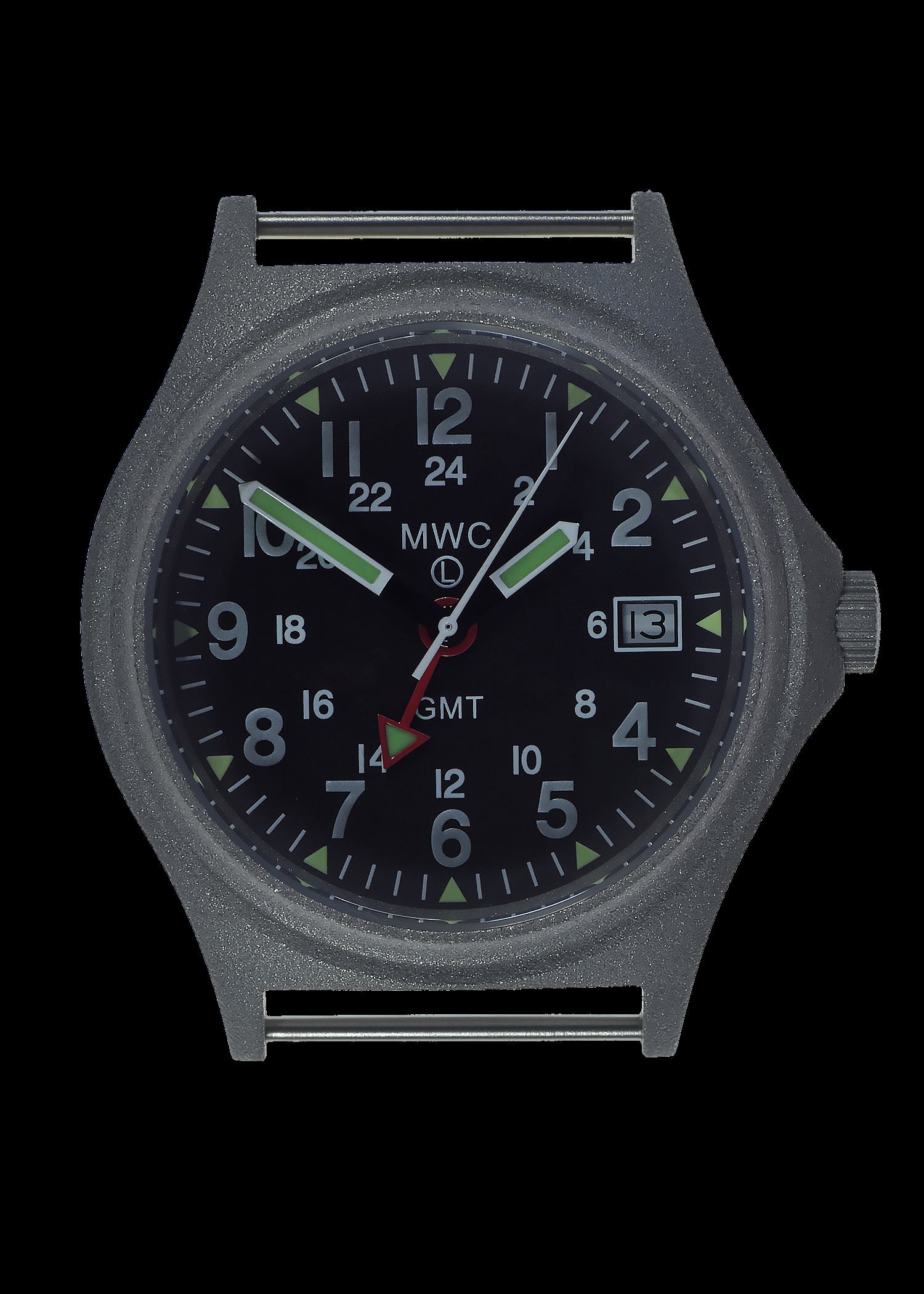 MWC GMT (Dual Time Zone) 100m/330ft Water resistant Military Watch in Stainless Steel Case with Screw Crown