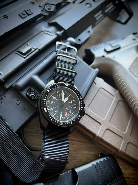 MWC Automatic Black PVD Military Divers Watch  - Tritium / GTLS Illumination, Ceramic Bezel and Sapphire Crystal
