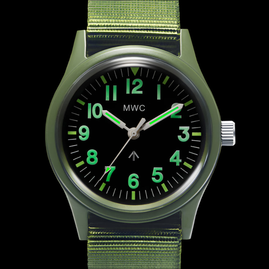 MWC Classic 1960s/70s Pattern Olive Drab European Pattern Military Watch on Matching Strap