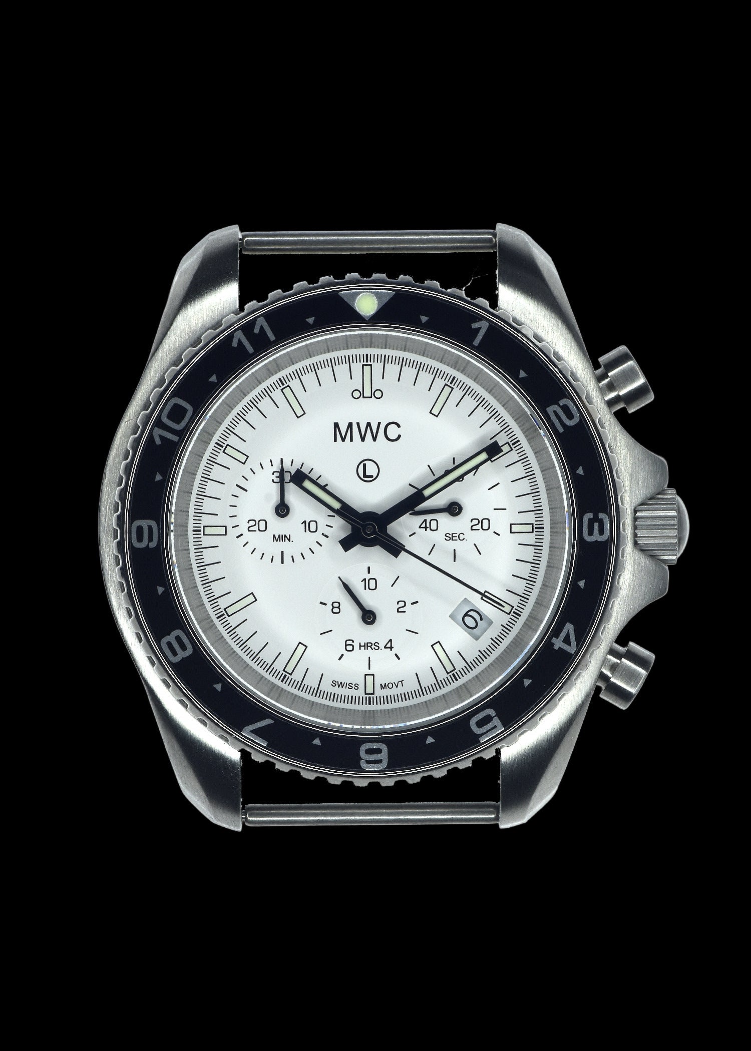 MWC NATO Pattern Stainless Steel Military Pilots Chronograph with Sapphire Crystal and Swiss Ronda Movement - 12 Hour GMT Bezel
