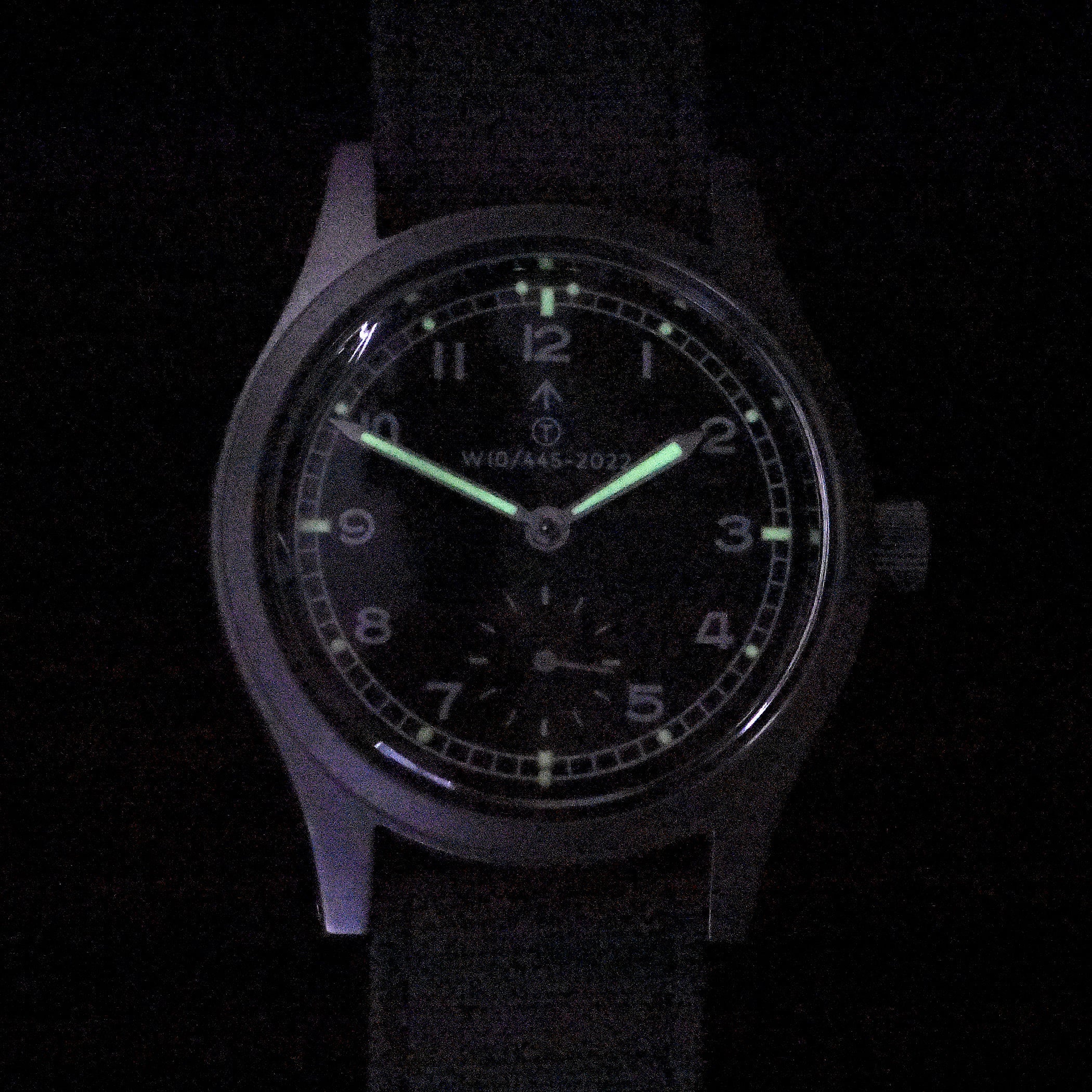 MWC 1940s/1950s "Dirty Dozen" Pattern General Service Watch with 24-Jewel Swiss Sellita SW216 Movement and Domed Vintage Box Sapphire Crystal