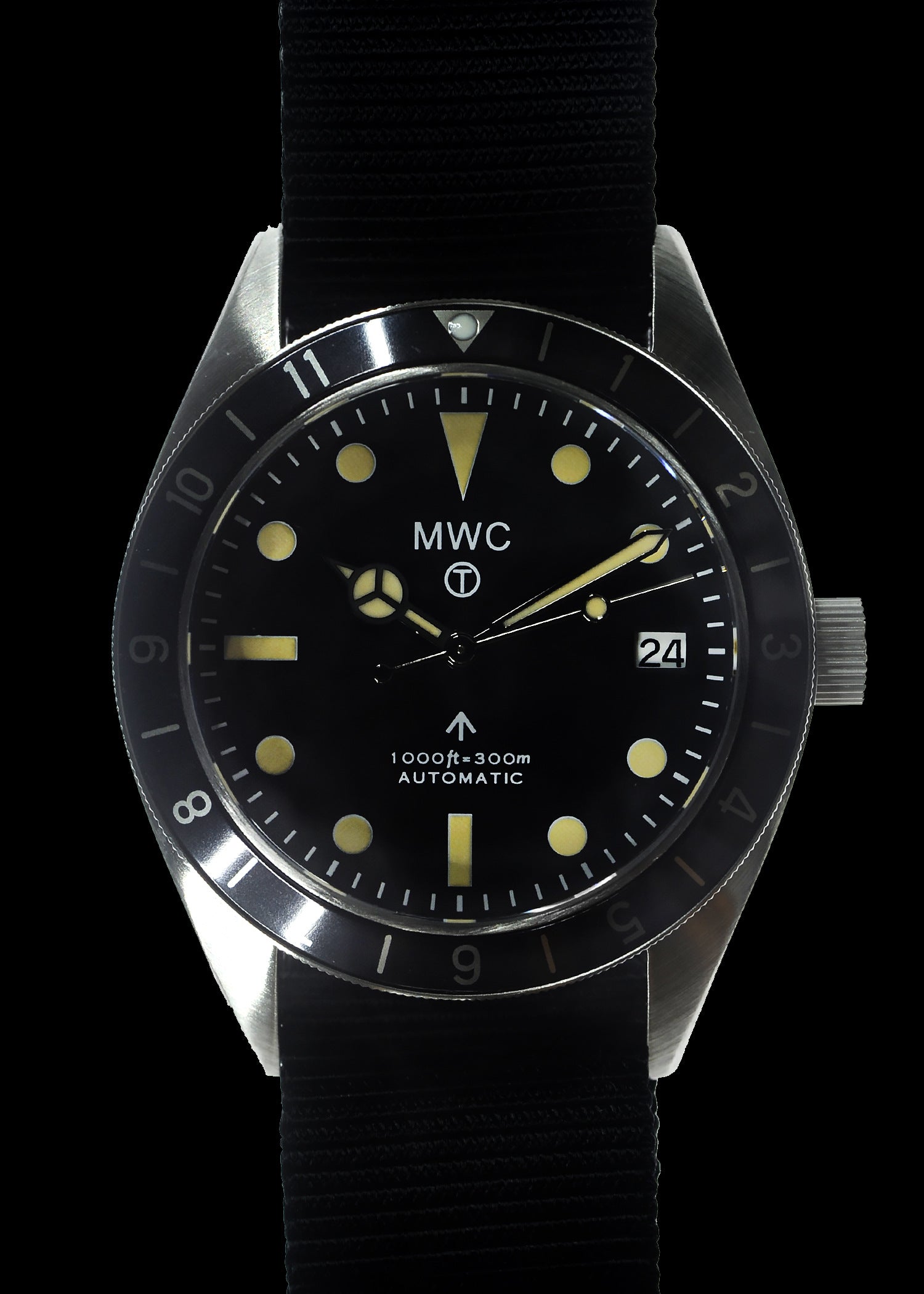 MWC Classic 1960s Pattern Dual Time Zone Automatic Divers Watch with Retro Luminova Paint and Sapphire Crystal - Ex Photographic Sample Reduced to Clear